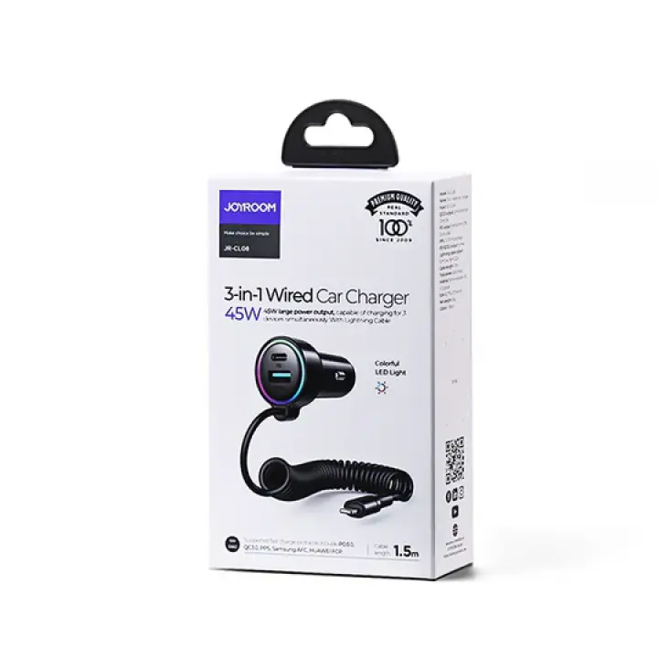 JR-CL07 3-in-1 Wired Car Charger(Type-C/Lightning)