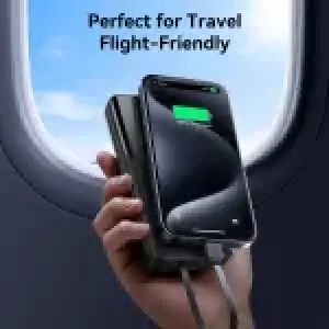 JR-PBF19 22.5W digital display with dual cable Powerbank 10000mAh black